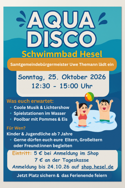 25.10.2026 - Große Ferien-Aqua-Disco